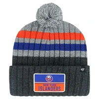 Men's '47 Gray New York Islanders Stack Patch Cuffed Knit Hat with Pom