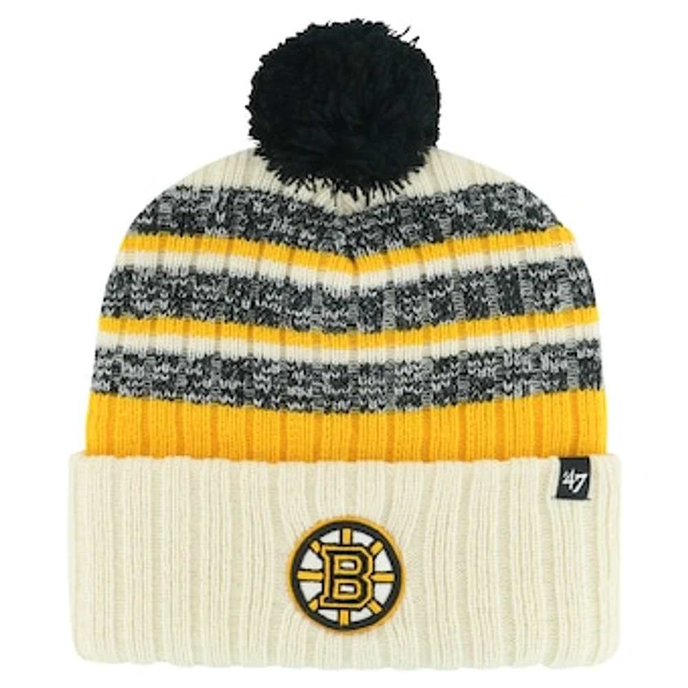 Men's '47 Cream Boston Bruins Tavern Cuffed Knit Hat with Pom