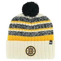 Men's '47 Cream Boston Bruins Tavern Cuffed Knit Hat with Pom