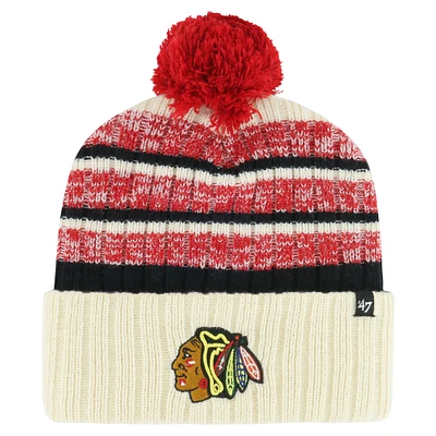 Men's '47 Cream Chicago Blackhawks Tavern Cuffed Knit Hat with Pom