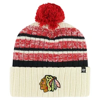 Men's '47 Cream Chicago Blackhawks Tavern Cuffed Knit Hat with Pom