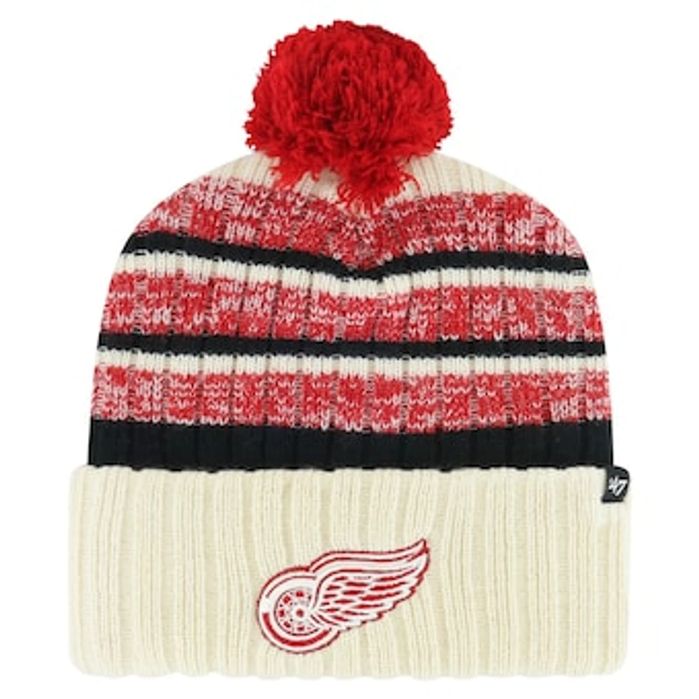 Men's '47 Cream Detroit Red Wings Tavern Cuffed Knit Hat with Pom