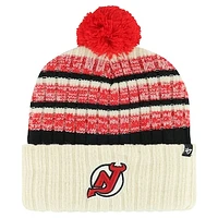 Men's '47 Cream New Jersey Devils Tavern Cuffed Knit Hat with Pom