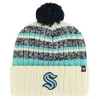 Men's '47 Cream Seattle Kraken Tavern Cuffed Knit Hat with Pom