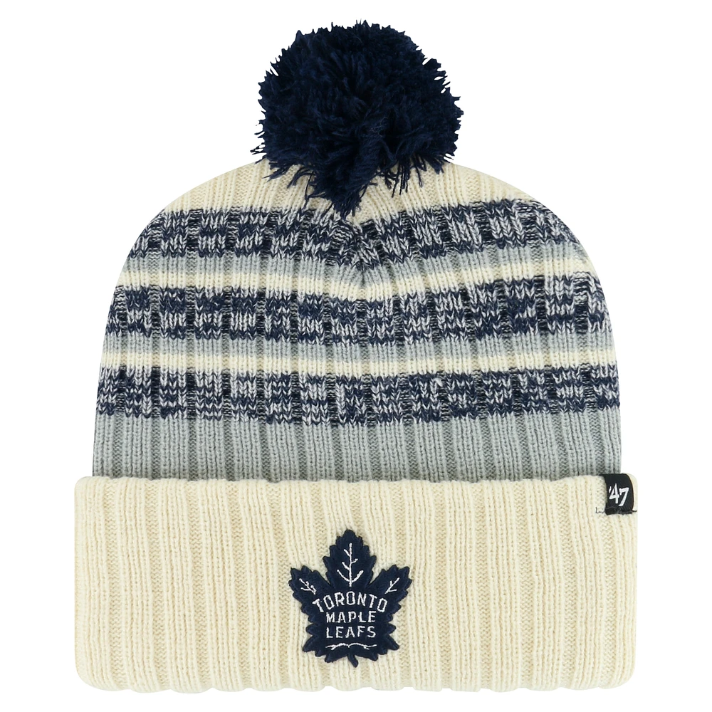 Men's '47 Cream Toronto Maple Leafs Tavern Cuffed Knit Hat with Pom