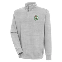 Men's Antigua  Heather Gray Boston Celtics Victory Quarter-Zip Pullover Top