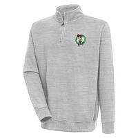 Men's Antigua  Heather Gray Boston Celtics Victory Quarter-Zip Pullover Top