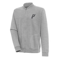Men's Antigua  Heather Gray San Antonio Spurs Victory Full-Zip Jacket