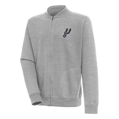 Men's Antigua  Heather Gray San Antonio Spurs Victory Full-Zip Jacket