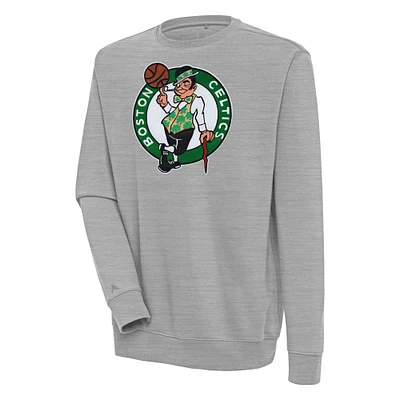 Men's Antigua  Heather Gray Boston Celtics Victory Pullover Sweatshirt