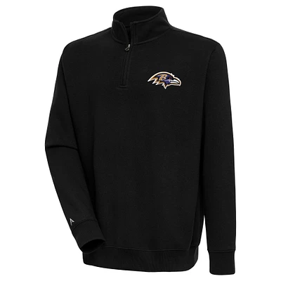 Men's Antigua Black Baltimore Ravens Victory Quarter-Zip Pullover Top