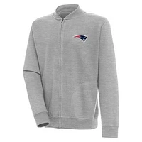 Men's Antigua  Heather Gray New England Patriots Victory Full-Zip Jacket