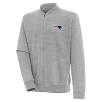 Men's Antigua  Heather Gray New England Patriots Victory Full-Zip Jacket
