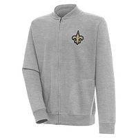 Men's Antigua  Heather Gray New Orleans Saints Victory Full-Zip Jacket