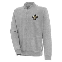 Men's Antigua  Heather Gray New Orleans Saints Victory Full-Zip Jacket
