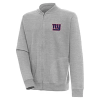 Men's Antigua  Heather Gray New York Giants Victory Full-Zip Jacket