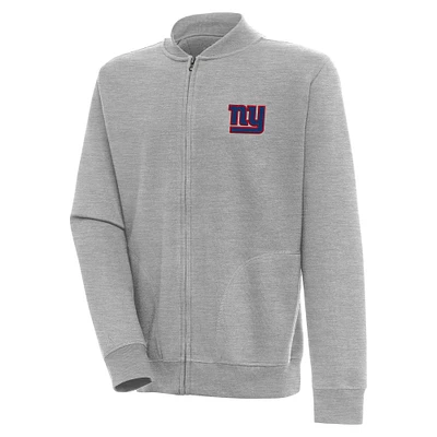 Men's Antigua  Heather Gray New York Giants Victory Full-Zip Jacket