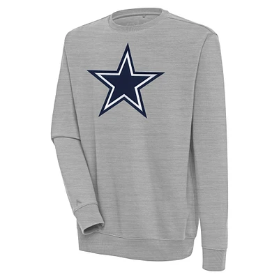 Men's Antigua  Heather Gray Dallas Cowboys Victory Chenille Pullover Sweatshirt