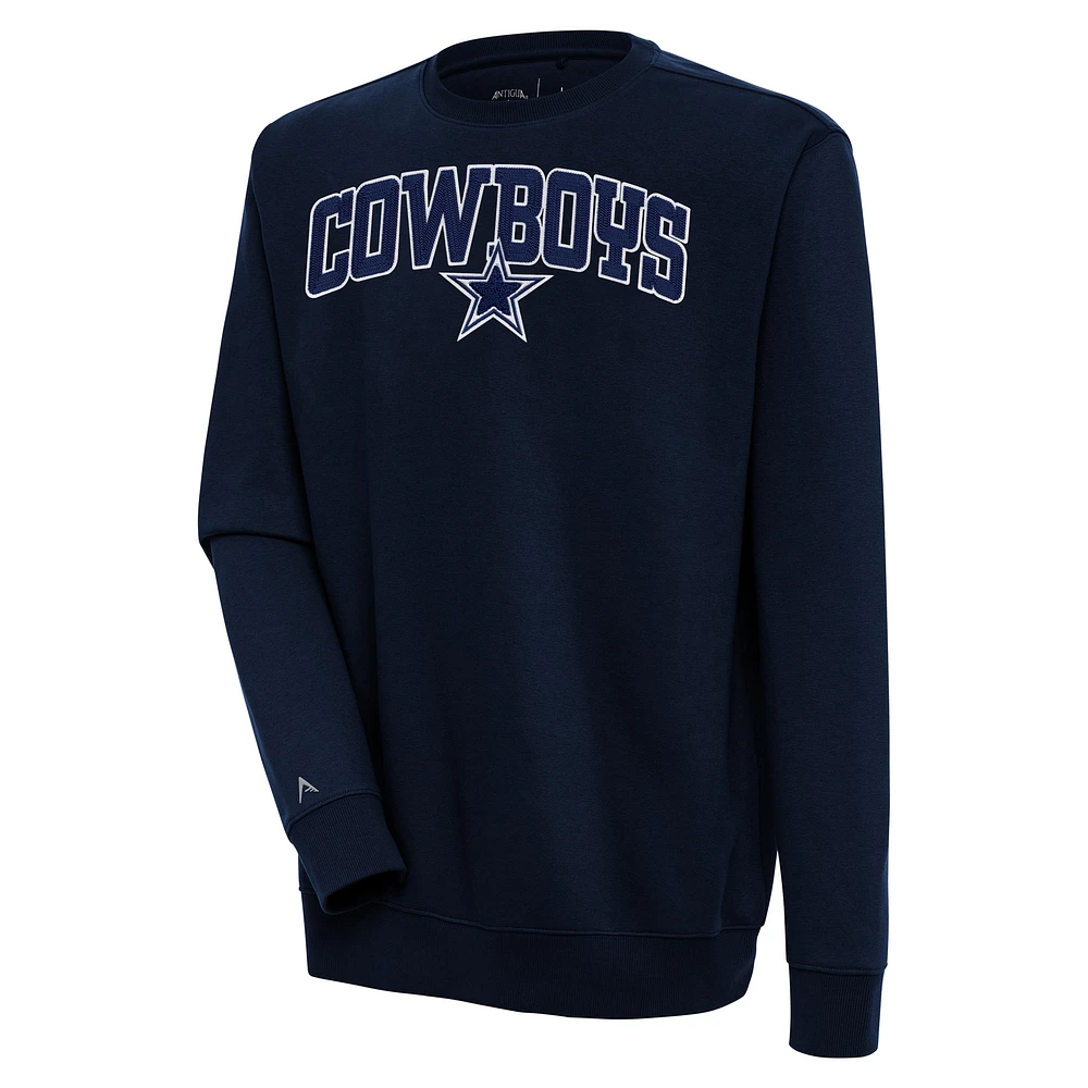 Men's Antigua Navy Dallas Cowboys Victory Chenille Pullover Sweatshirt