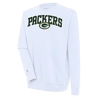Men's Antigua  White Green Bay Packers Victory Chenille Pullover Sweatshirt