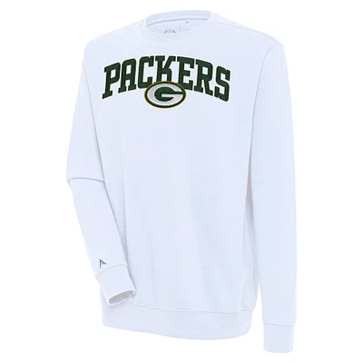 Men's Antigua  White Green Bay Packers Victory Chenille Pullover Sweatshirt