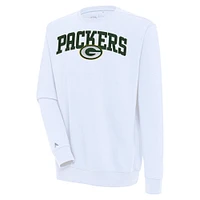 Men's Antigua  White Green Bay Packers Victory Chenille Pullover Sweatshirt