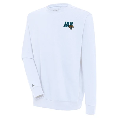Men's Antigua  White Jacksonville Jaguars Victory Pullover Sweatshirt