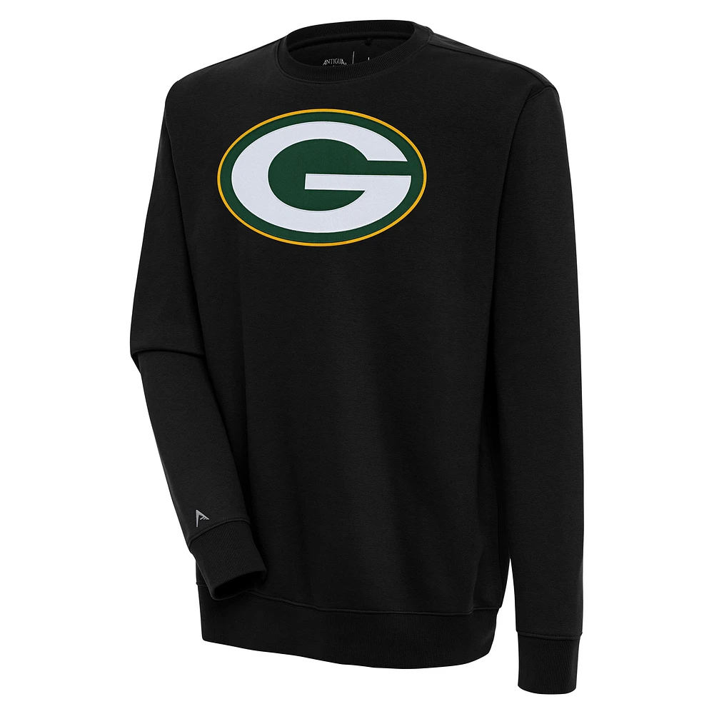 Men's Antigua Black Green Bay Packers Victory Pullover Sweatshirt