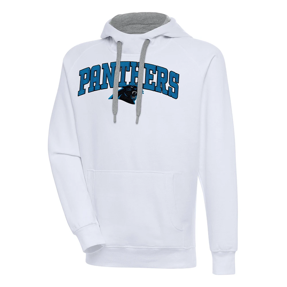 Men's Antigua White Carolina Panthers Victory Pullover Hoodie