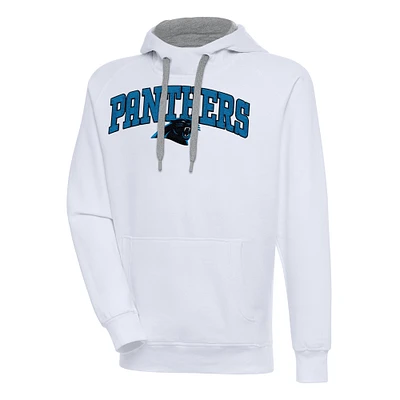 Men's Antigua  White Carolina Panthers Victory Pullover Hoodie
