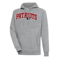 Men's Antigua  Heather Gray New England Patriots Victory Pullover Hoodie