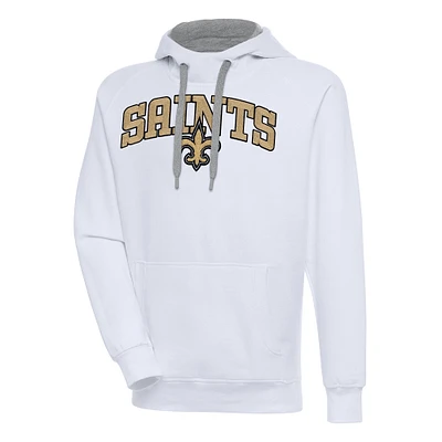 Men's Antigua  White New Orleans Saints Victory Pullover Hoodie