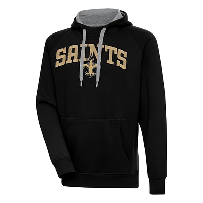 Men's Antigua  Black New Orleans Saints Victory Pullover Hoodie