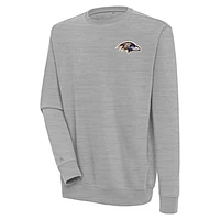 Men's Antigua  Heather Gray Baltimore Ravens Victory Pullover Sweatshirt