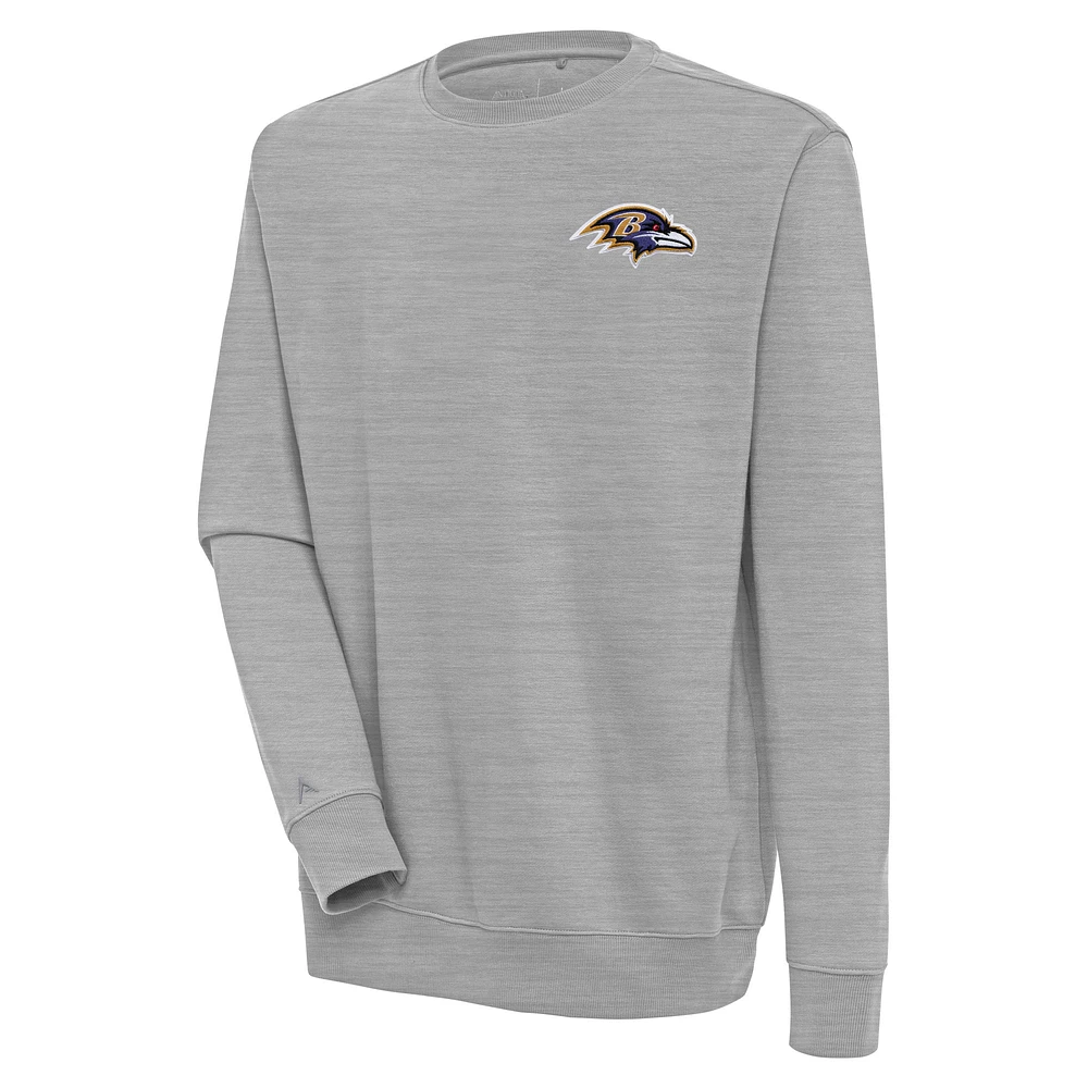 Men's Antigua Heather Gray Baltimore Ravens Victory Pullover Sweatshirt