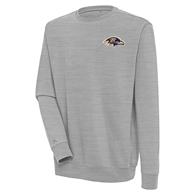 Men's Antigua  Heather Gray Baltimore Ravens Victory Pullover Sweatshirt