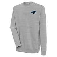 Men's Antigua  Heather Gray Carolina Panthers Victory Pullover Sweatshirt