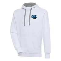 Men's Antigua  White Carolina Panthers Victory Pullover Hoodie