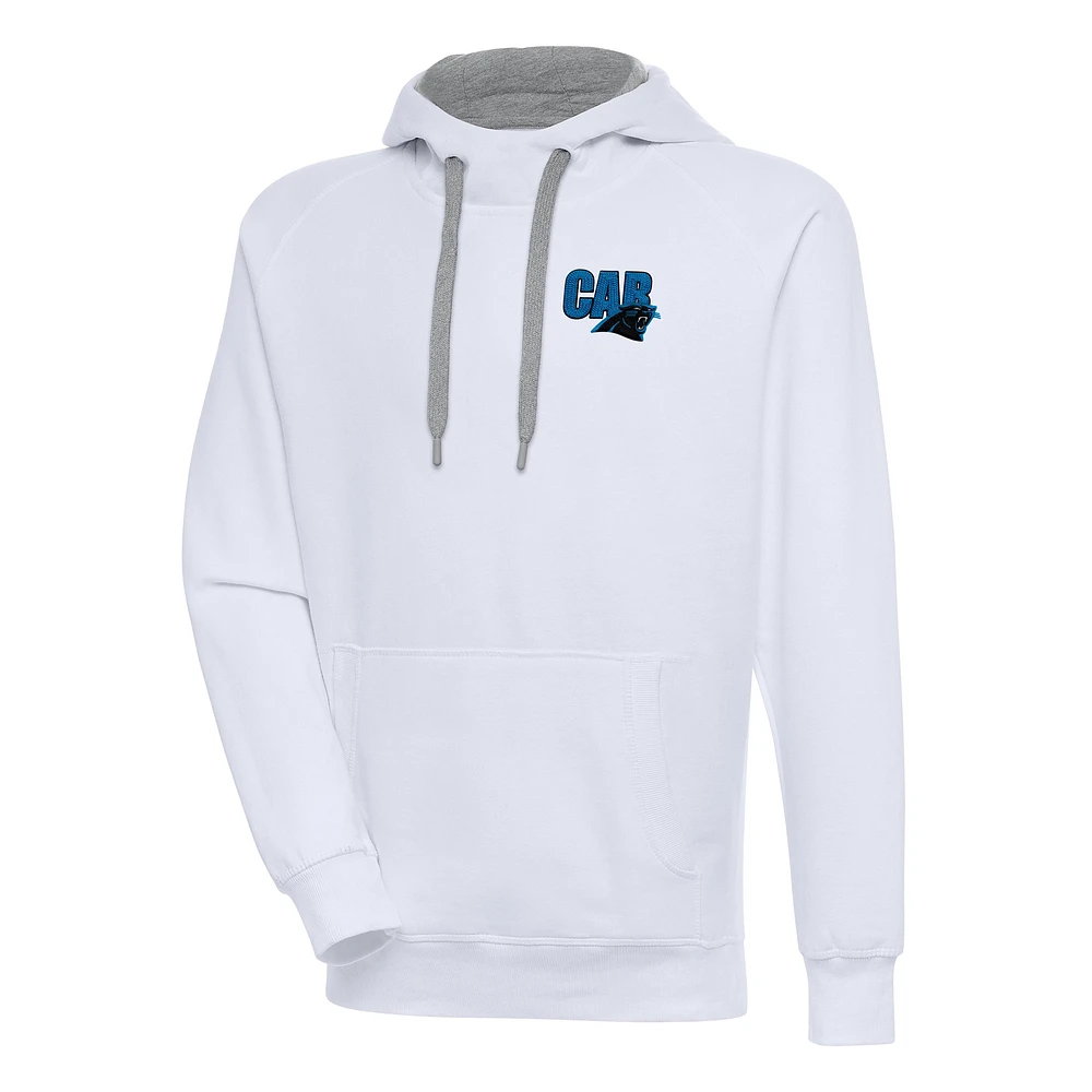Men's Antigua  White Carolina Panthers Victory Pullover Hoodie