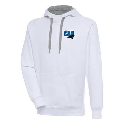 Men's Antigua  White Carolina Panthers Victory Pullover Hoodie