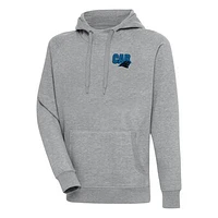 Men's Antigua  Heather Gray Carolina Panthers Victory Pullover Hoodie