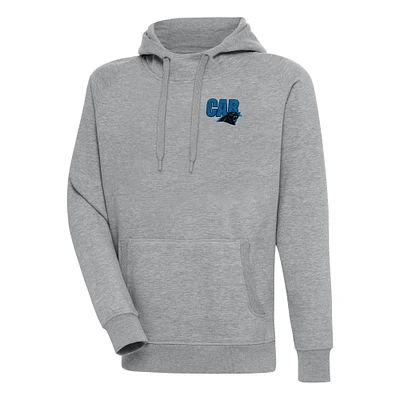 Men's Antigua  Heather Gray Carolina Panthers Victory Pullover Hoodie