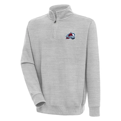 Men's Antigua  Heather Gray Colorado Avalanche Victory Quarter-Zip Pullover Top