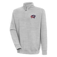 Men's Antigua  Heather Gray Columbus Blue Jackets Victory Quarter-Zip Pullover Top