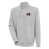 Men's Antigua  Heather Gray Columbus Blue Jackets Victory Quarter-Zip Pullover Top