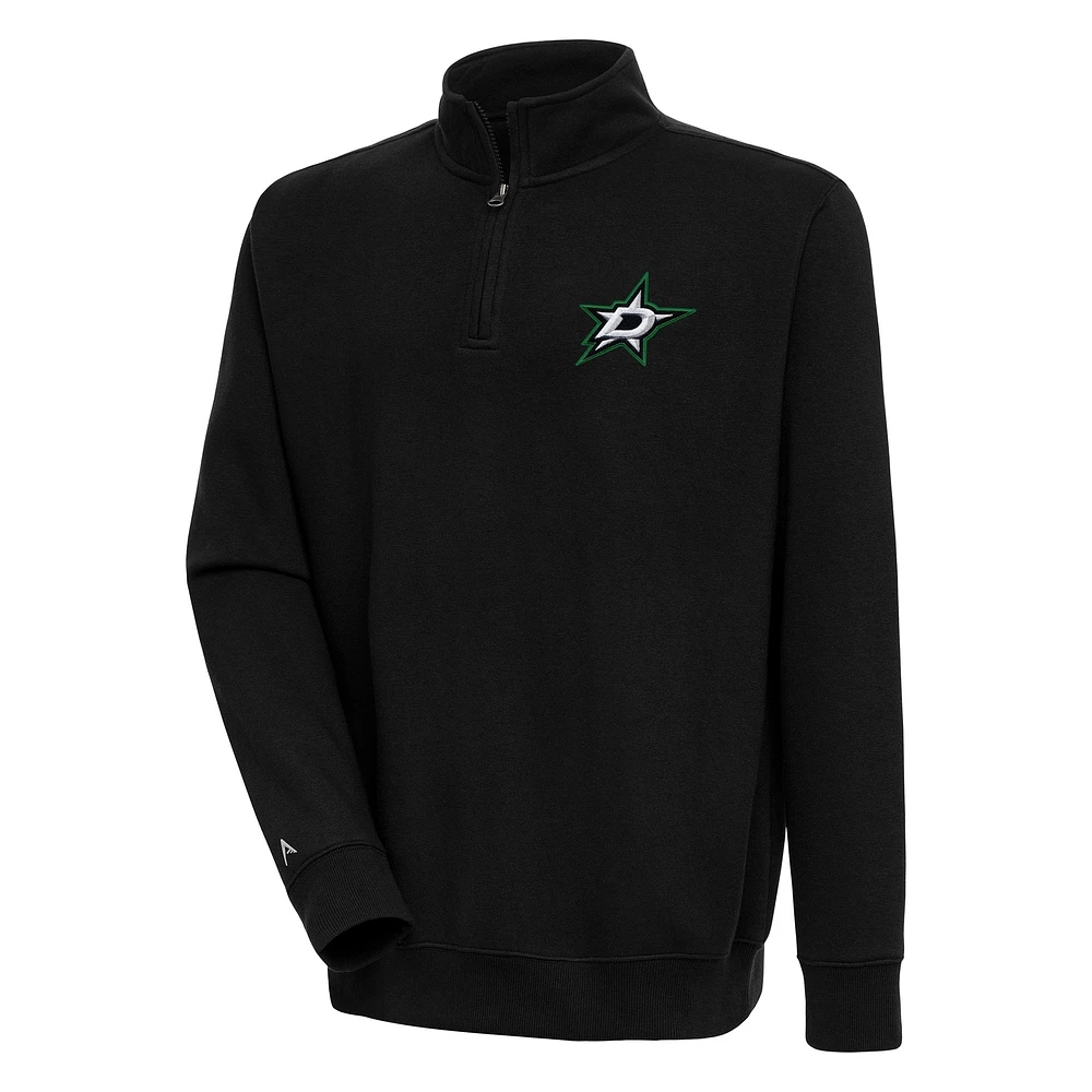Men's Antigua Black Dallas Stars Victory Quarter-Zip Pullover Top