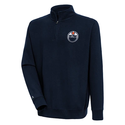 Men's Antigua  Navy Edmonton Oilers Victory Quarter-Zip Pullover Top
