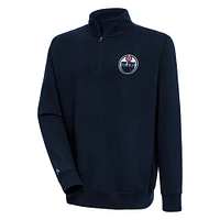Men's Antigua  Navy Edmonton Oilers Victory Quarter-Zip Pullover Top