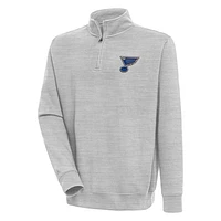Men's Antigua  Heather Gray St. Louis Blues Victory Quarter-Zip Pullover Top