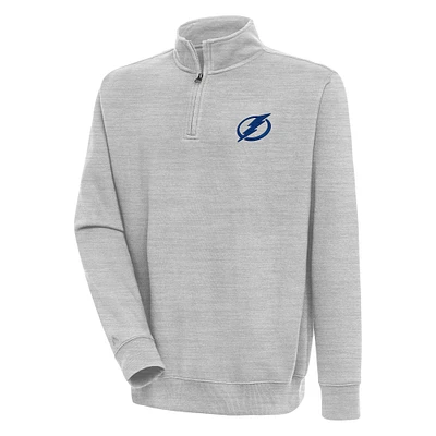 Men's Antigua  Heather Gray Tampa Bay Lightning Victory Quarter-Zip Pullover Top